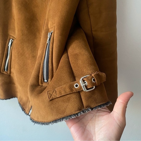 RD style Sherpa lined suede moto jacket medium - Picture 7 of 13